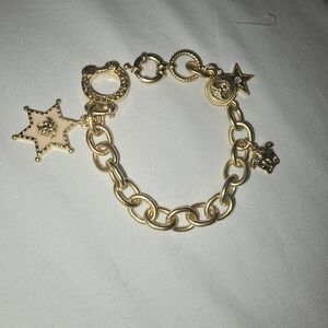 Versace Gold Star and Lion Charm Bracelet
